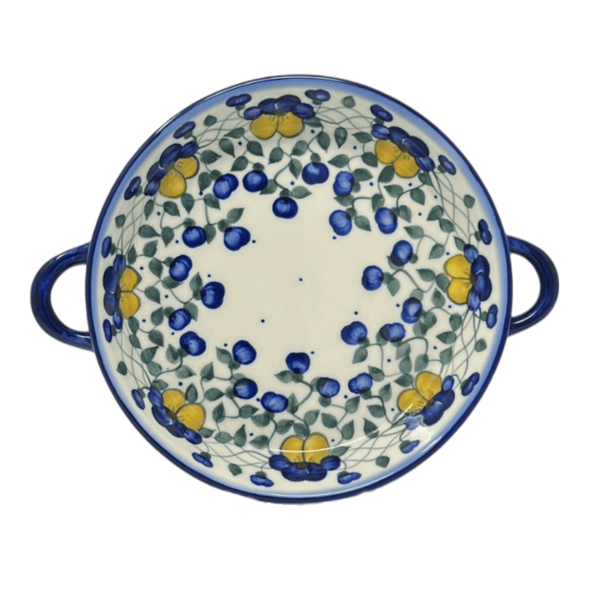 Individual Casserole, Round Dish Handles, 7.75", WR (WR52A) in "Pansy Wreath" by W.R. Ceramika | WR52A-EZ2