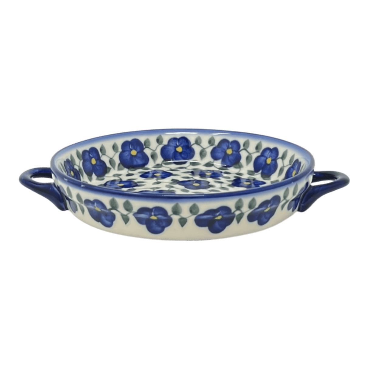 Individual Casserole, Round Dish Handles, 7.75", WR (WR52A) in "Pansy Storm" by W.R. Ceramika | WR52A-EZ3