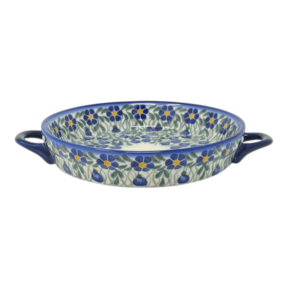 Individual Casserole, Round Dish Handles, 7.75", WR (WR52A) in "Modern Blue Cascade" by W.R. Ceramika | WR52A-GP1