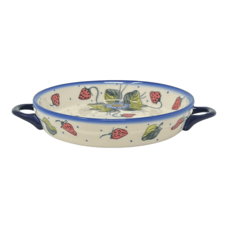 Individual Casserole, Round Dish Handles, 7.75", WR (WR52A) in "Strawberries & Blossoms" by W.R. Ceramika | WR52A-WR2