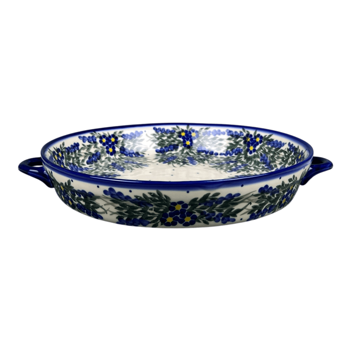 Casserole, Round Dish Handles, 11", WR (WR52C) in "Delphinium Spray" by W.R. Ceramika | WR52C-BW3