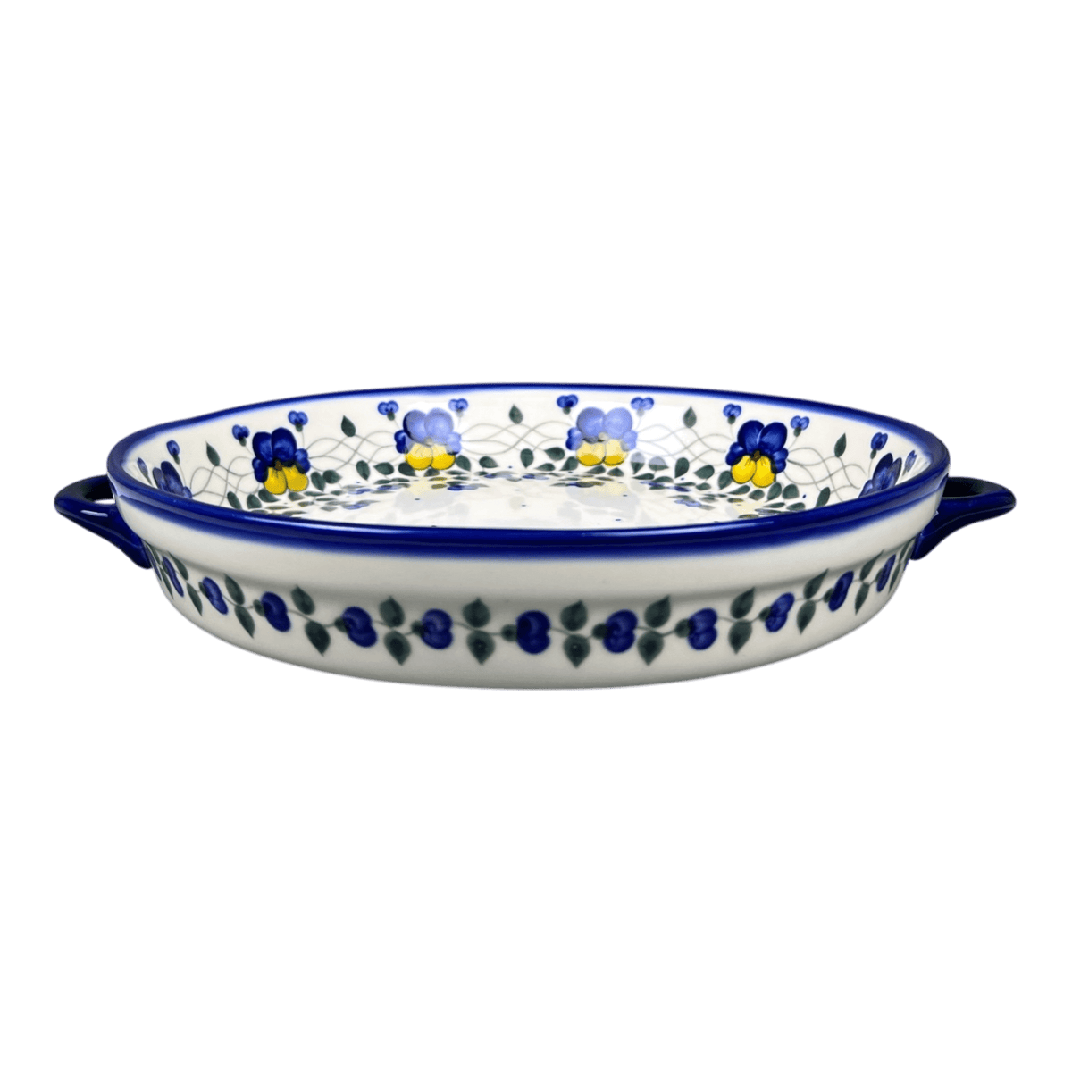 Casserole, Round Dish Handles, 11", WR (WR52C) in "Pansy Wreath" by W.R. Ceramika | WR52C-EZ2