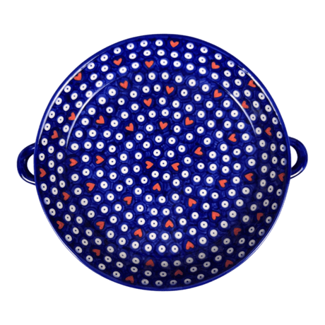 Casserole, Round Dish Handles, 11", WR (WR52C) in "Hearts & Dots" by W.R. Ceramika | WR52C-SMA2