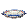 Polish Pottery WR 11" Round Casserole Dish With Handles (Bows in Snow) | WR52C-WR15 at PolishPotteryOutlet.com