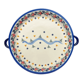 Polish Pottery WR 11" Round Casserole Dish With Handles (Bows in Snow) | WR52C-WR15 Additional Image at PolishPotteryOutlet.com