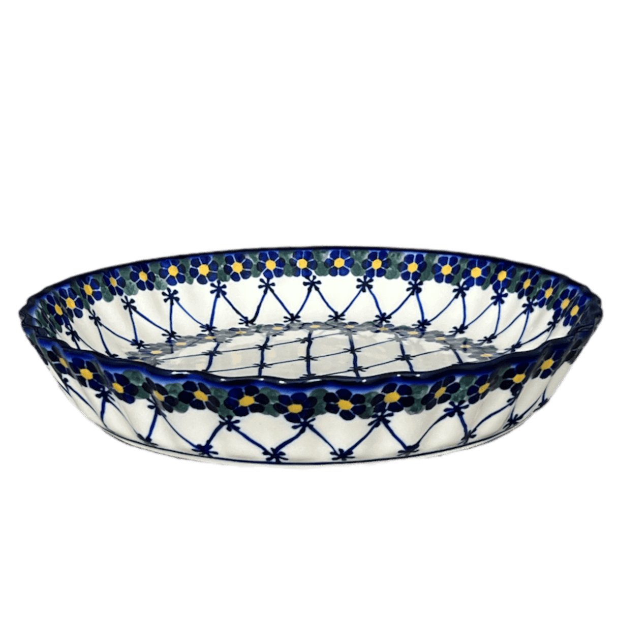 Pan, Tart, 9.8", WR (WR52D) in "Blue Floral Trellis" by W.R. Ceramika | WR52D-DT3