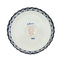 A picture of a Polish Pottery Tart Pan (Blue Floral Trellis) | WR52D-DT3 as shown at PolishPotteryOutlet.com/products/tart-pan-blue-floral-trellis-wr52d-dt3