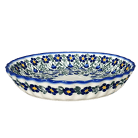 A picture of a Polish Pottery WR Tart Pan (Modern Blue Cascade) | WR52D-GP1 as shown at PolishPotteryOutlet.com/products/tart-pan-modern-blue-cascade-wr52d-gp1