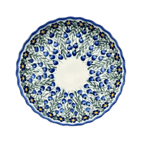 A picture of a Polish Pottery Tart Pan (Modern Blue Cascade) | WR52D-GP1 as shown at PolishPotteryOutlet.com/products/tart-pan-modern-blue-cascade-wr52d-gp1