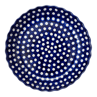 A picture of a Polish Pottery Tart Pan (Dot to Dot) | WR52D-SM2 as shown at PolishPotteryOutlet.com/products/tart-pan-dot-to-dot-wr52d-sm2