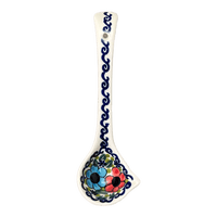 A picture of a Polish Pottery WR Gravy Ladle (Bold Rainbow) | WR55C-WR55 as shown at PolishPotteryOutlet.com/products/gravy-ladle-bold-rainbow-wr55c-wr55