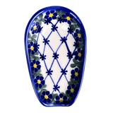 Spoon Rest, 3.5" x 5", WR (WR55D) in "Blue Floral Trellis" by W.R. Ceramika | WR55D-DT3