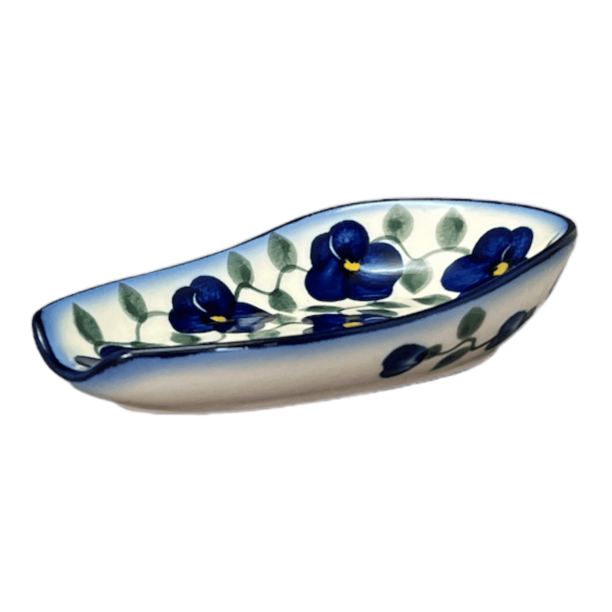 Spoon Rest, 3.5" x 5", WR (WR55D) in "Pansy Storm" by W.R. Ceramika | WR55D-EZ3