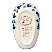 A picture of a Polish Pottery WR 3.5" x 5" Spoon Rest (Pansy Storm) | WR55D-EZ3 as shown at PolishPotteryOutlet.com/products/spoon-rest-pansy-storm-wr55d-ez3