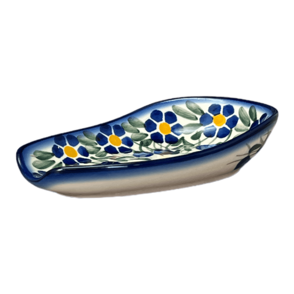 Spoon Rest, 3.5" x 5", WR (WR55D) in "Modern Blue Cascade" by W.R. Ceramika | WR55D-GP1