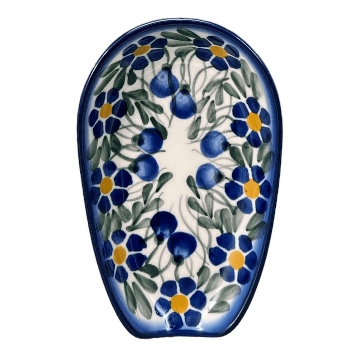 Spoon Rest, 3.5" x 5", WR (WR55D) in "Modern Blue Cascade" by W.R. Ceramika | WR55D-GP1