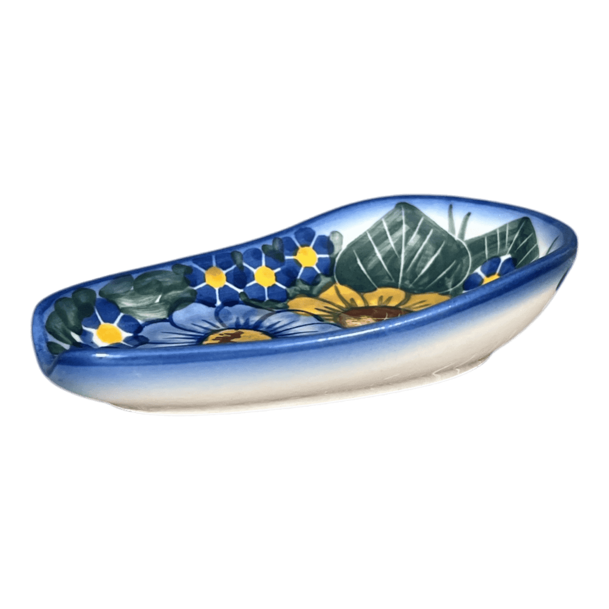 Spoon Rest, 3.5" x 5", WR (WR55D) in "Bed of Blossoms" by W.R. Ceramika | WR55D-KG2