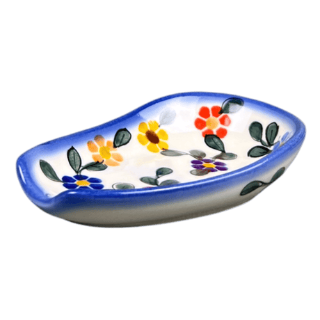 Spoon Rest, 3.5" x 5", WR (WR55D) in "Rainbow Shower" by W.R. Ceramika | WR55D-NP18