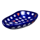 Spoon Rest, 3.5" x 5", WR (WR55D) in "Hearts & Dots" by W.R. Ceramika | WR55D-SMA2