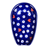 Spoon Rest, 3.5" x 5", WR (WR55D) in "Hearts & Dots" by W.R. Ceramika | WR55D-SMA2