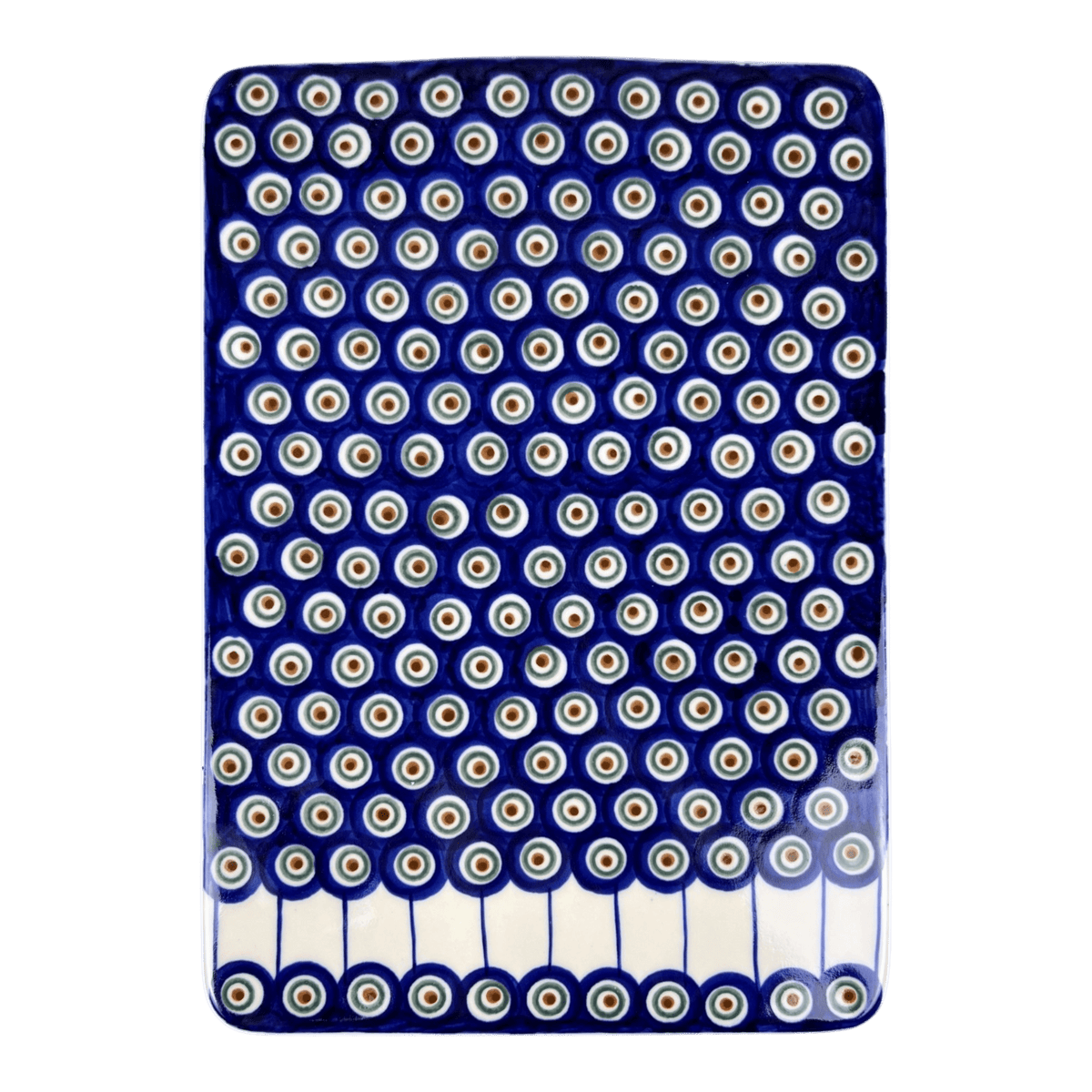 Cutting Board, Rectangular, 8" x 12", WR (WR58B) in "Peacock in Line" by W.R. Ceramika | WR58B-SM1
