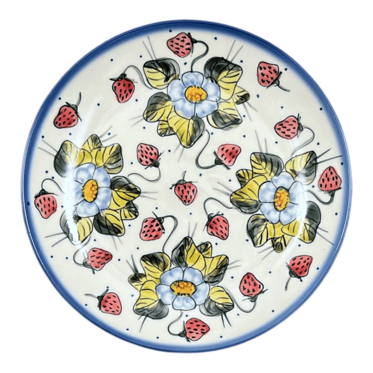 Plate, Round, Salad, 9.5", WR (WR5A) in "Strawberries & Blossoms" by W.R. Ceramika | WR5A-WR2