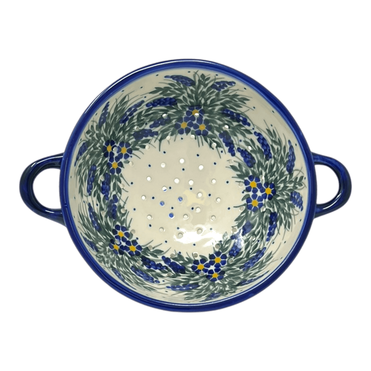 Bowl, Round, Colander/Berry, 7.75", WR (WR62A) in "Delphinium Spray" by W.R. Ceramika | WR62A-BW3