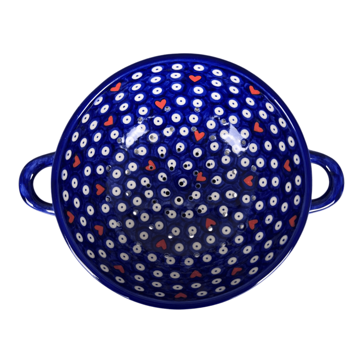 Bowl, Round, Colander/Berry, 7.75", WR (WR62A) in "Hearts & Dots" by W.R. Ceramika | WR62A-SMA2