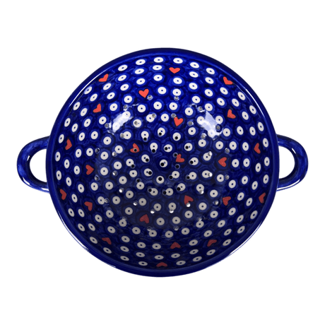 Bowl, Round, Colander/Berry, 7.75", WR (WR62A) in "Hearts & Dots" by W.R. Ceramika | WR62A-SMA2