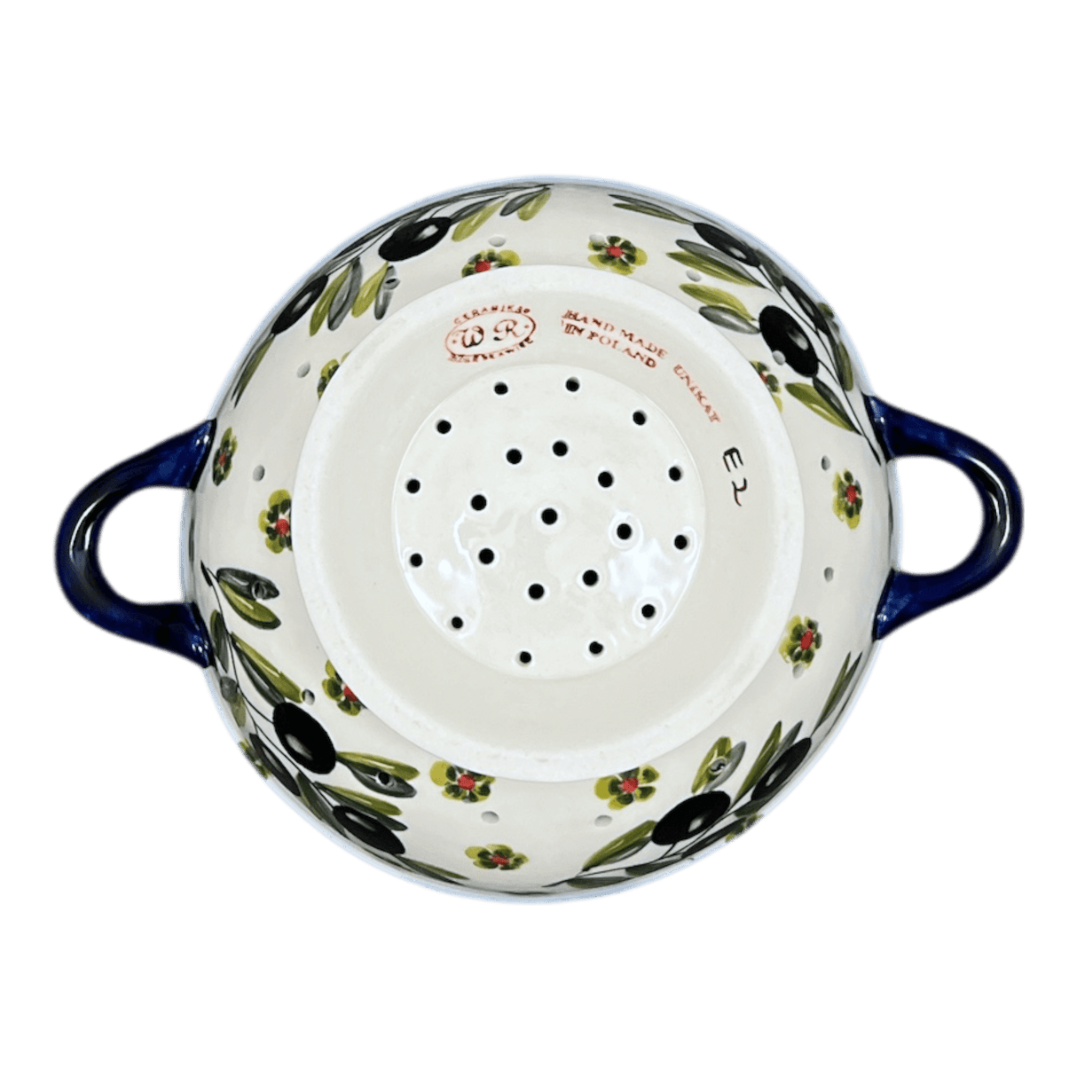 Bowl, Round, Colander/Berry, 7.75", WR (WR62A) in "Olive Grove" by W.R. Ceramika | WR62A-WR56