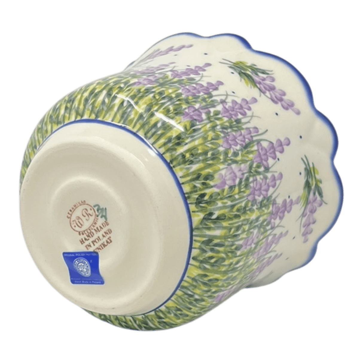 Flower Pot, Scalloped, WR (WR66B) in "Lavender Fields" by W.R. Ceramika | WR66B-BW4