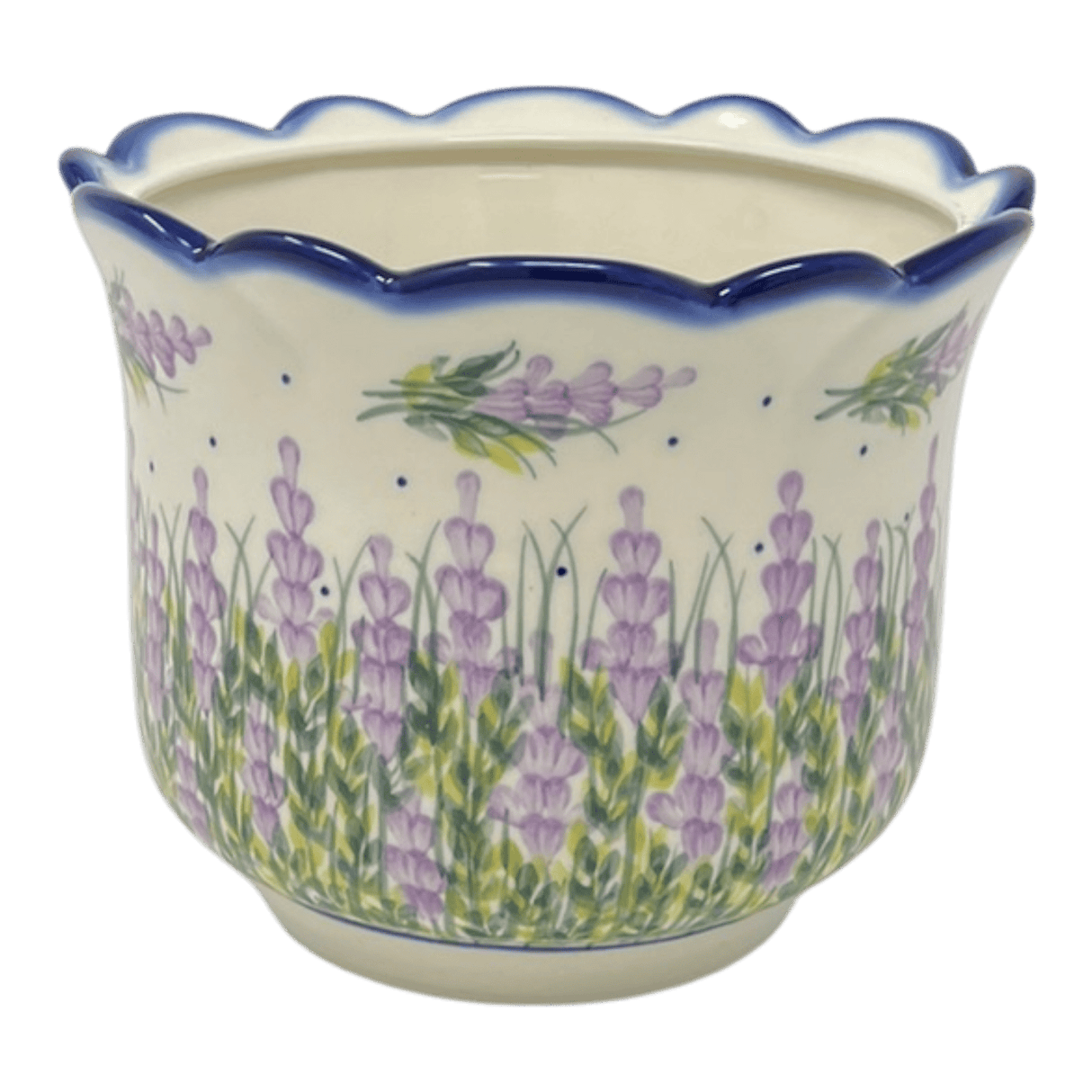 Flower Pot, Scalloped, WR (WR66B) in "Lavender Fields" by W.R. Ceramika | WR66B-BW4
