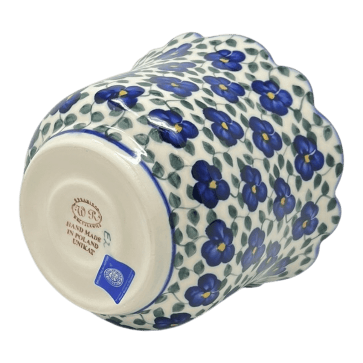 Flower Pot, Scalloped, WR (WR66B) in "Pansy Storm" by W.R. Ceramika | WR66B-EZ3