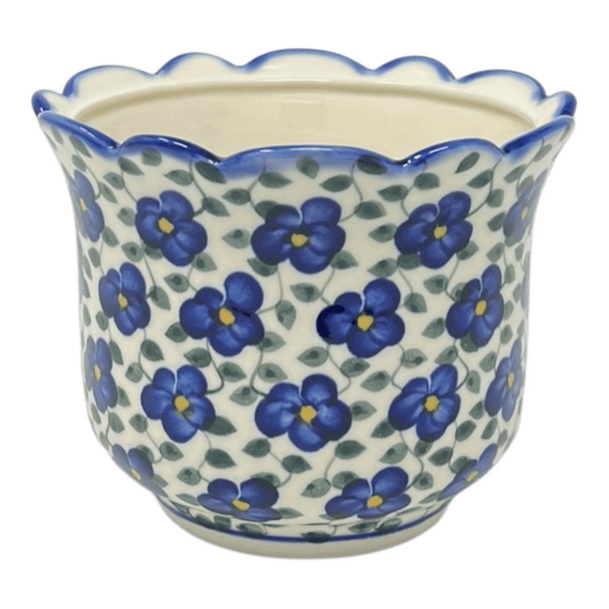 Flower Pot, Scalloped, WR (WR66B) in "Pansy Storm" by W.R. Ceramika | WR66B-EZ3
