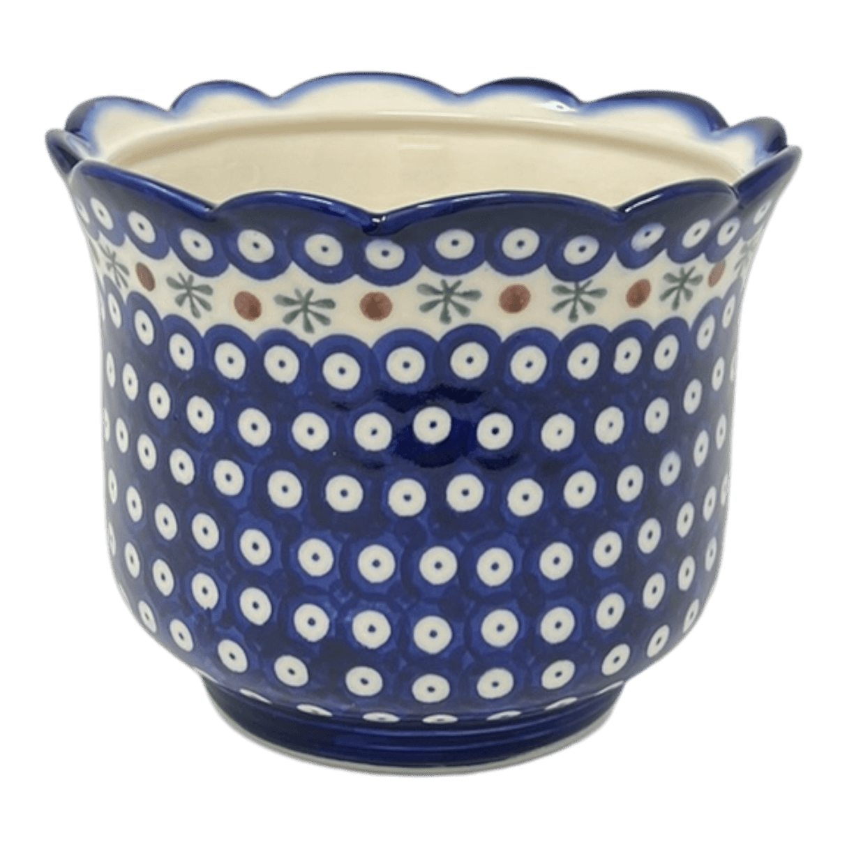 Flower Pot, Scalloped, WR (WR66B) in "Mosquito" by W.R. Ceramika | WR66B-SM3