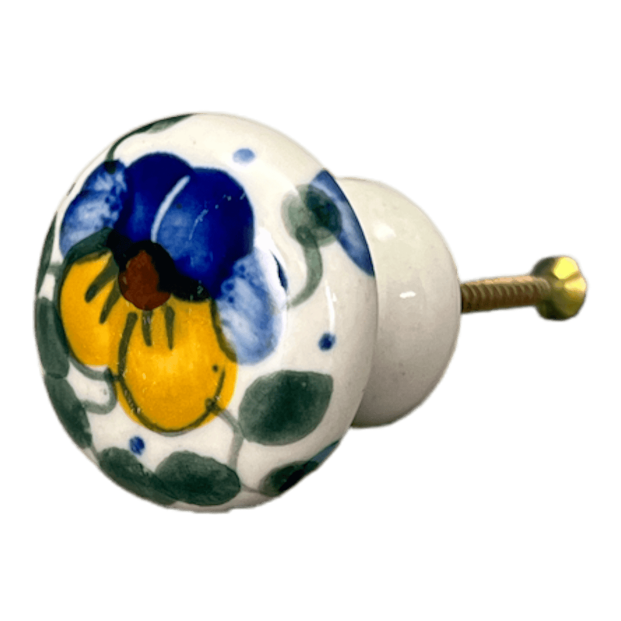 Drawer Pull, 1.25", WR (WR67A) in "Pansy Wreath" by W.R. Ceramika | WR67A-EZ2