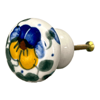 A picture of a Polish Pottery Drawer Pulls (Pansy Wreath) | WR67A-EZ2 as shown at PolishPotteryOutlet.com/products/drawer-pulls-pansy-wreath-wr67a-ez2