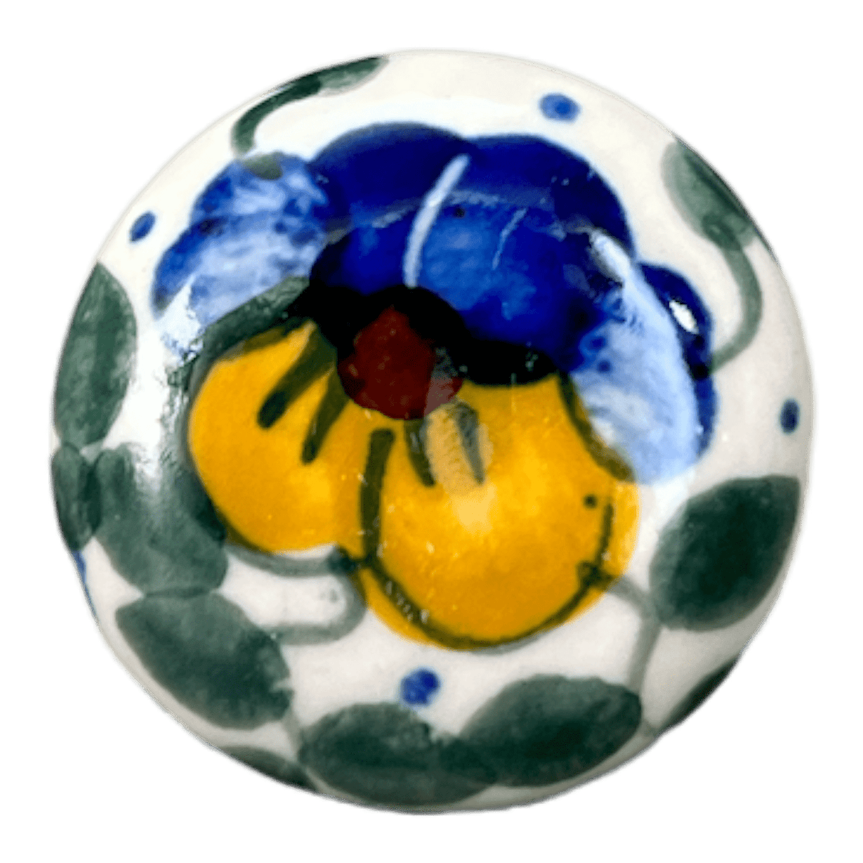 Drawer Pull, 1.25", WR (WR67A) in "Pansy Wreath" by W.R. Ceramika | WR67A-EZ2