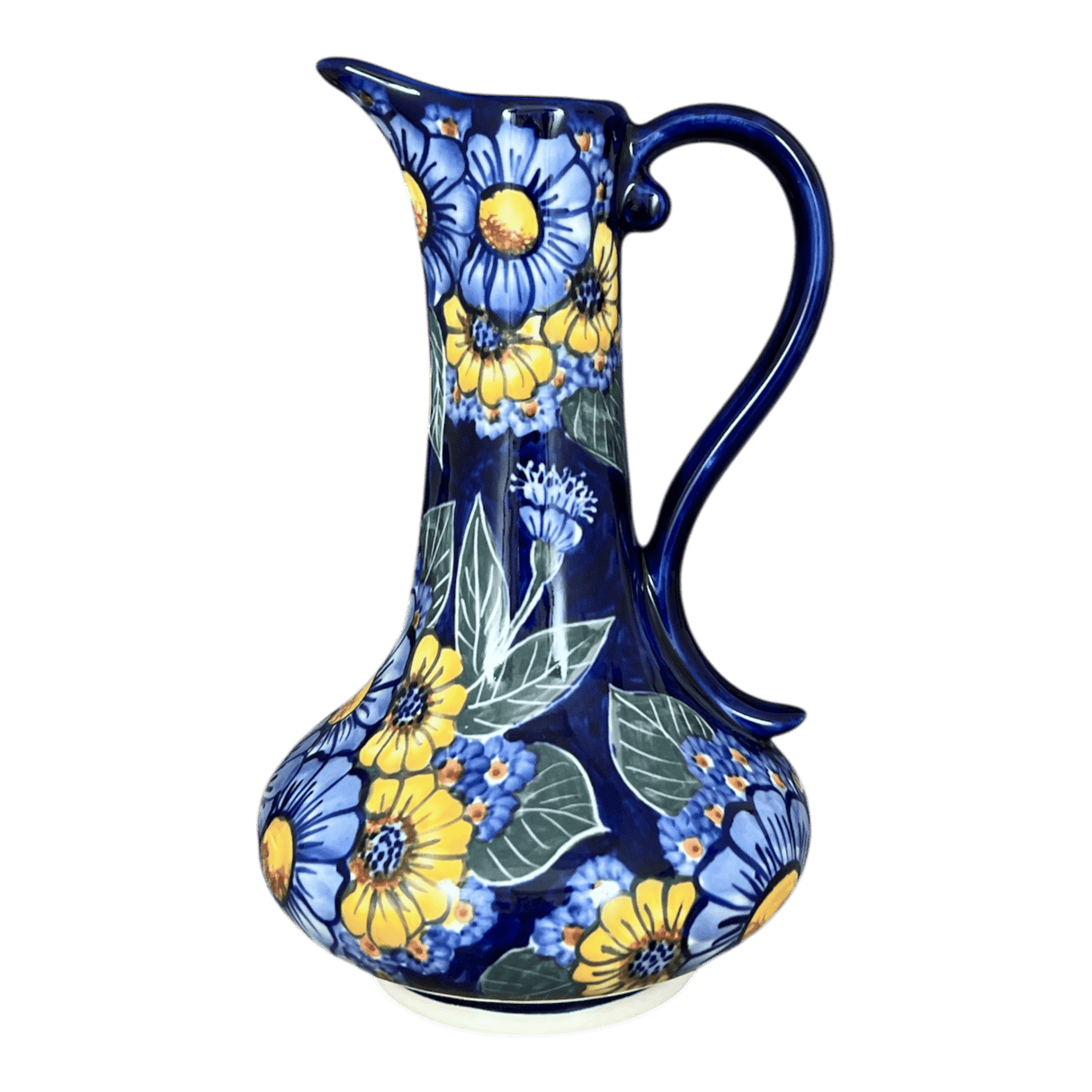 Pitcher, Lotos, 0.8 Liter, WR (WR7E) in "Cobalt Blossoms" by W.R. Ceramika | WR7E-AB5