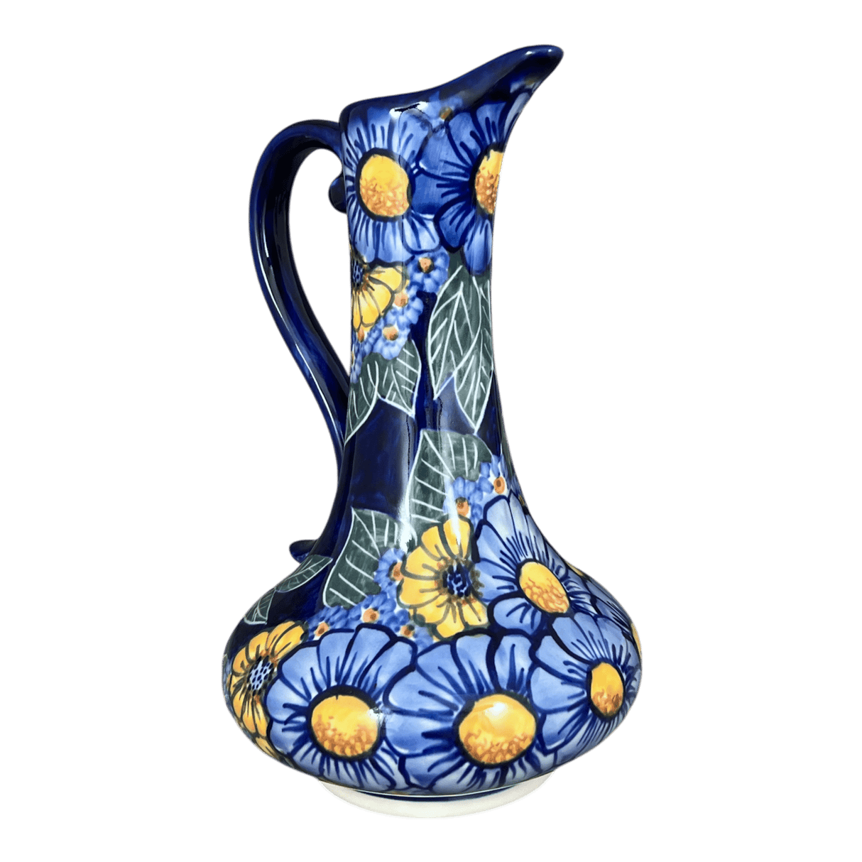 Pitcher, Lotos, 0.8 Liter, WR (WR7E) in "Cobalt Blossoms" by W.R. Ceramika | WR7E-AB5