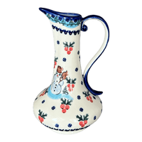 A picture of a Polish Pottery 0.8 Liter Lotos Pitcher (Frosty & Friend) | WR7E-WR11 as shown at PolishPotteryOutlet.com/products/0-8-liter-lotos-pitcher-frosty-friend-wr7e-wr11