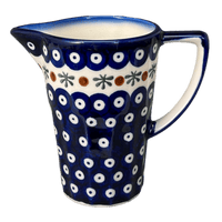 A picture of a Polish Pottery WR 14 oz. Pitcher (Mosquito) | WR7K-SM3 as shown at PolishPotteryOutlet.com/products/16-oz-pitcher-mosquito-wr7k-sm3
