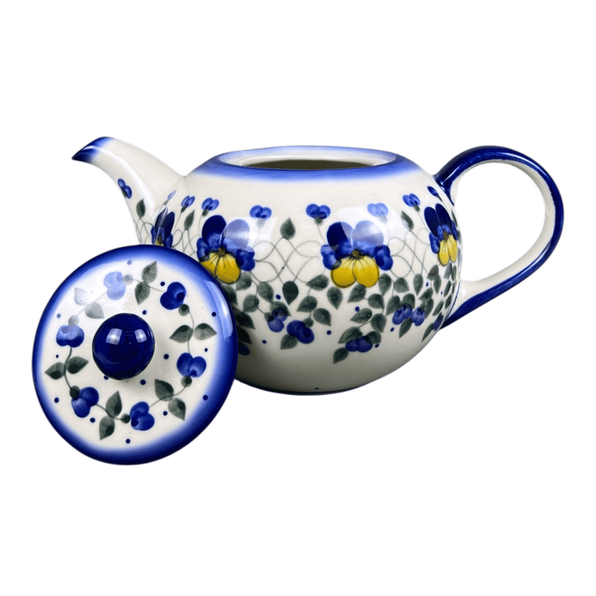 Teapot, 1.2 Liter, WR (WR8C) in "Pansy Wreath" by W.R. Ceramika | WR8C-EZ2