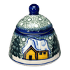Polish Pottery WR 4" Sugar Bowl Bell (Winter Cabin) | WR9A-AB1 at PolishPotteryOutlet.com
