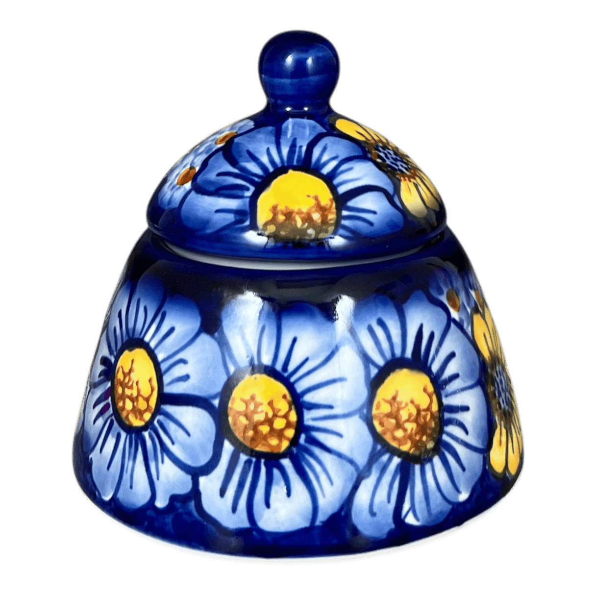 Bowl, Bell-Shaped, Sugar Bowl, 4", WR (WR9A) in "Cobalt Blossoms" by W.R. Ceramika | WR9A-AB5