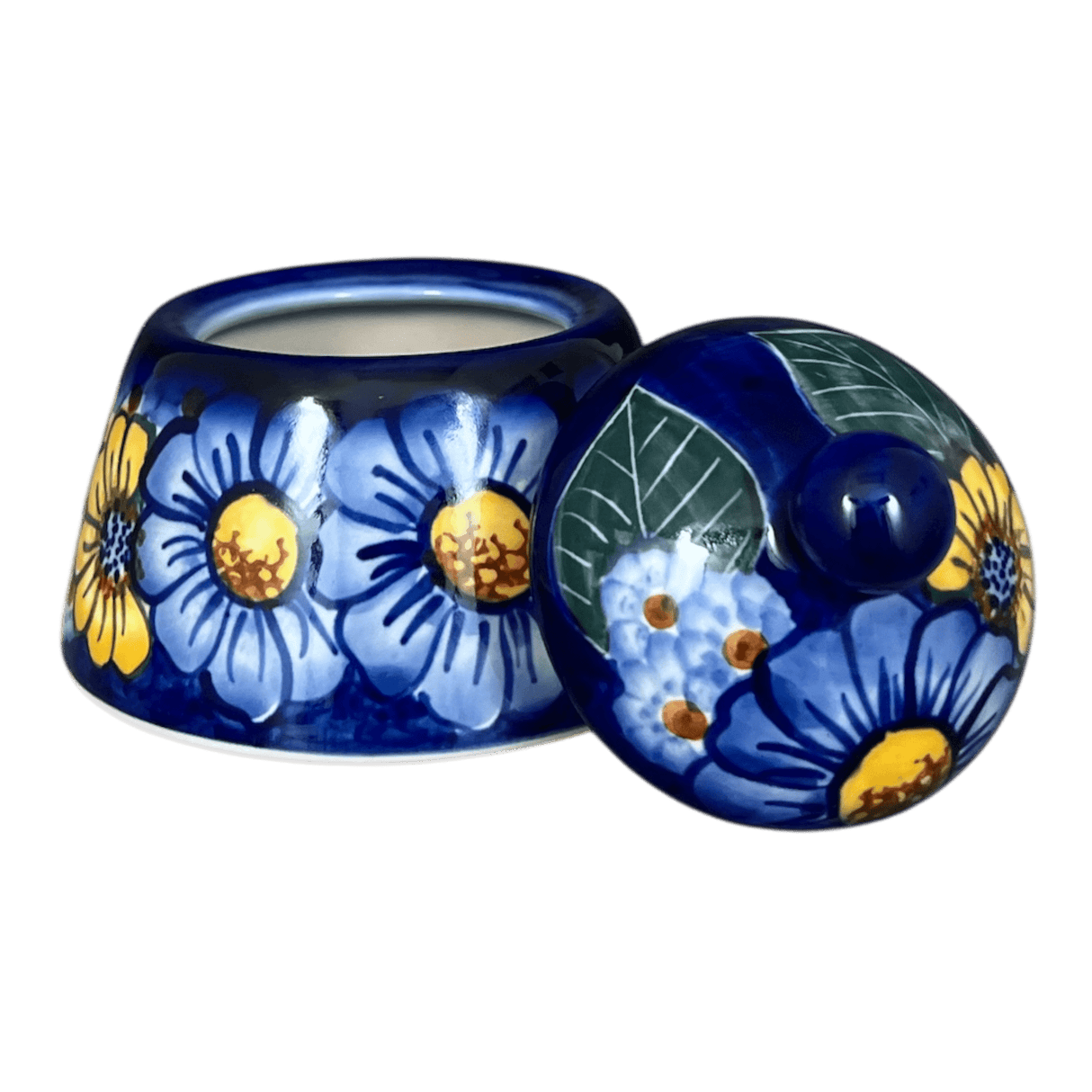 Bowl, Bell-Shaped, Sugar Bowl, 4", WR (WR9A) in "Cobalt Blossoms" by W.R. Ceramika | WR9A-AB5