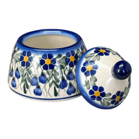 Polish Pottery WR Sugar Bowl Bell (Modern Blue Cascade) | WR9A-GP1 Additional Image at PolishPotteryOutlet.com