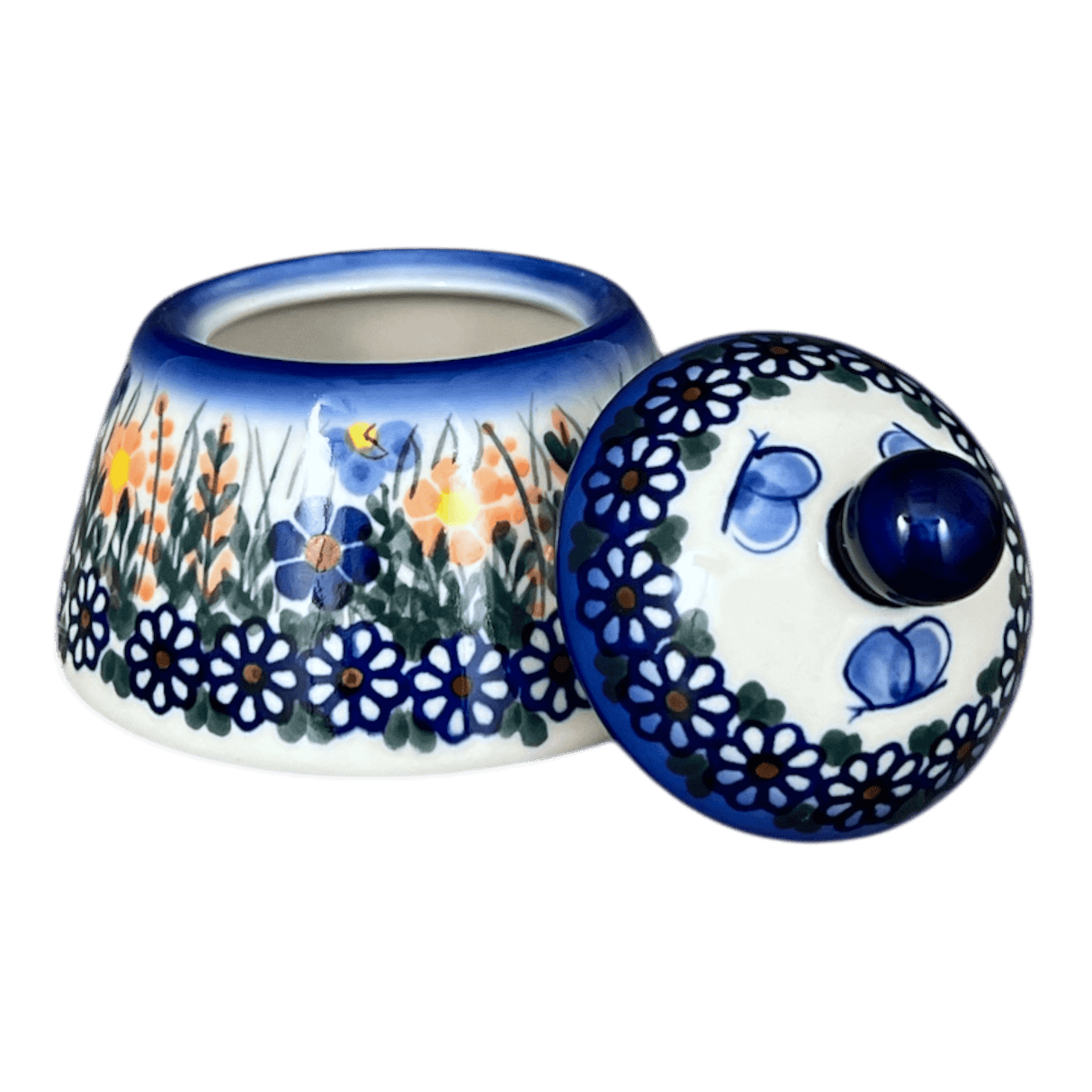 Bowl, Bell-Shaped, Sugar Bowl, 4", WR (WR9A) in "Butterfly Delight" by W.R. Ceramika | WR9A-PP2