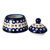 A picture of a Polish Pottery WR Sugar Bowl Bell (Mosquito) | WR9A-SM3 as shown at PolishPotteryOutlet.com/products/sugar-bowl-bell-mosquito-wr9a-sm3