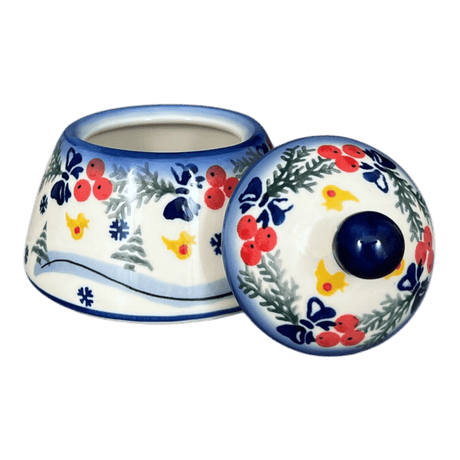 Bowl, Bell-Shaped, Sugar Bowl, 4", WR (WR9A) in "Bows in Snow" by W.R. Ceramika | WR9A-WR15